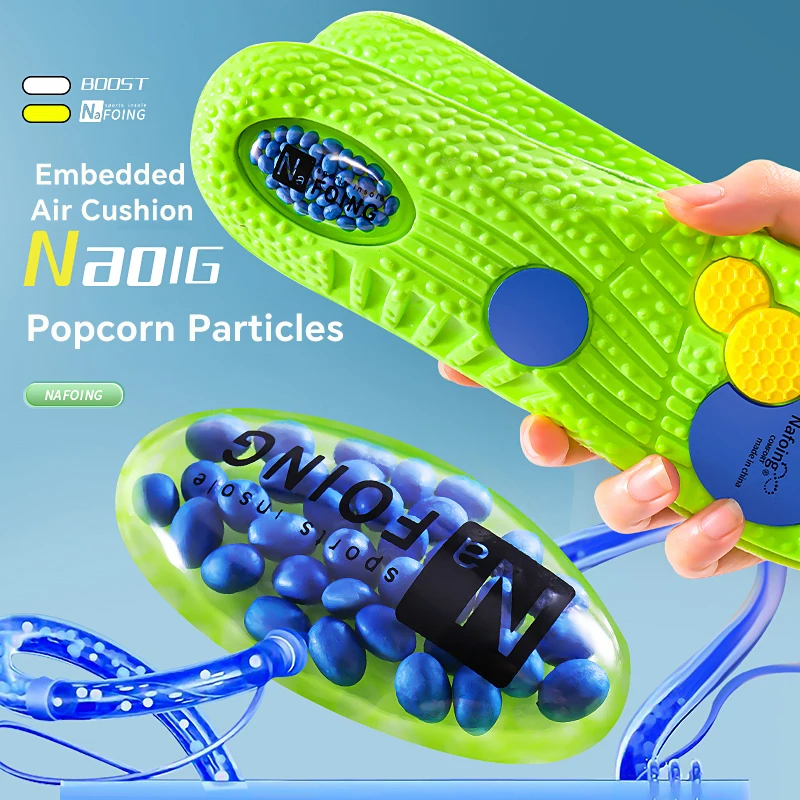 4D Soft Antibacterial Fabric Sports Insoles 1 Pair Ultra-Breathable High-Impact Shock Absorption Air Cushion Hiking Insoles
