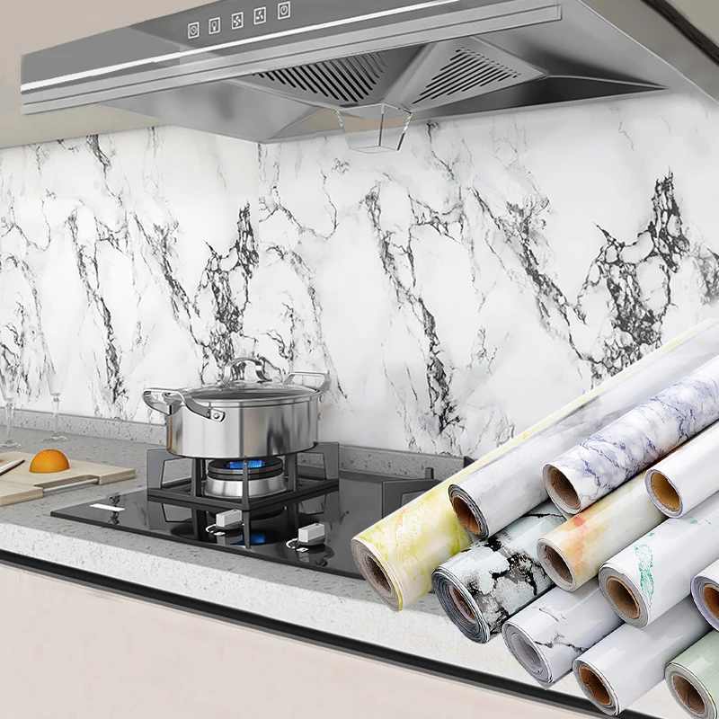 KitchenWallStickersWaterproofHeatproofMarbleSelfAdhesive