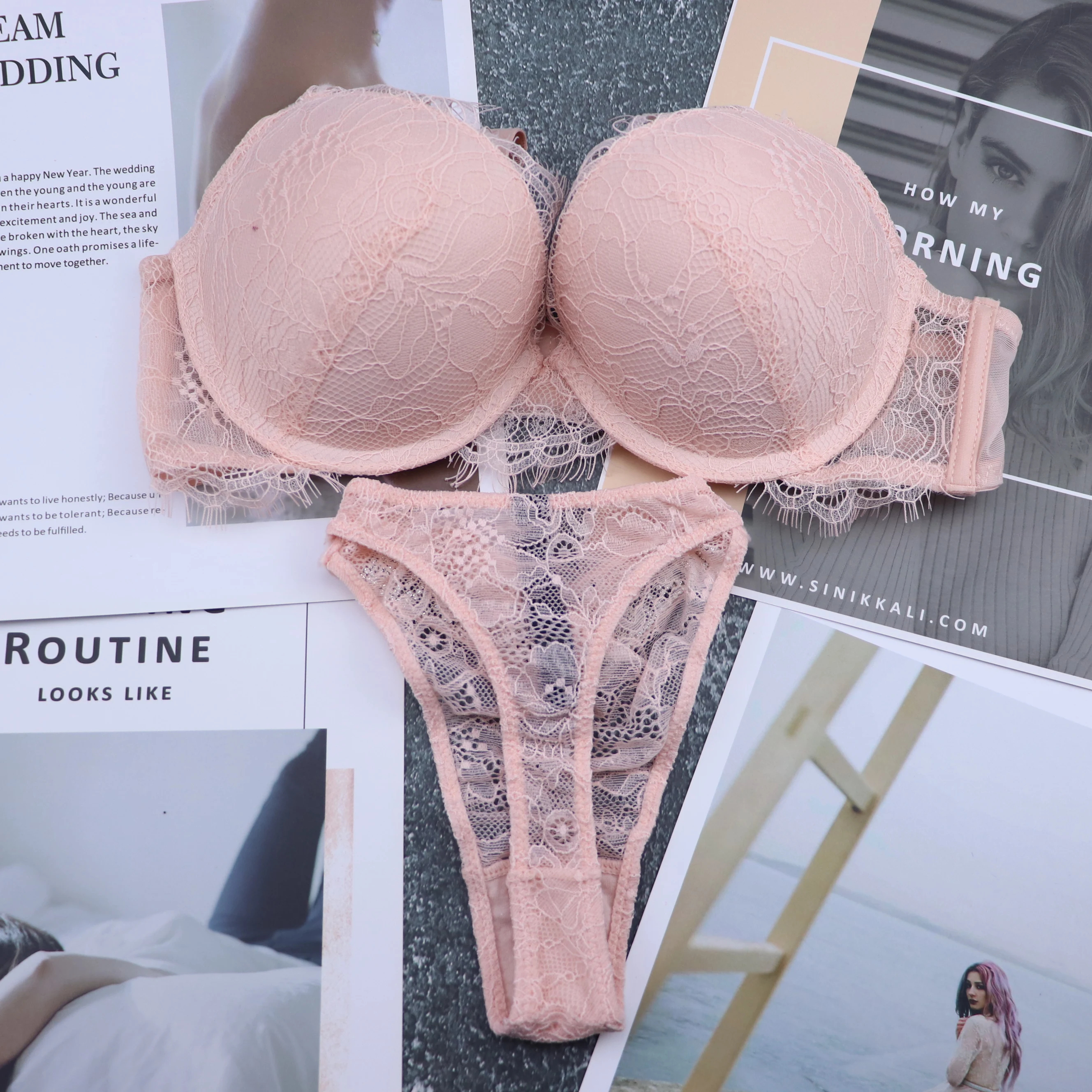 

wholesale Sexy Underwear thong 2 Piece Lingerie Set lace Bra rhinestones letter Women Bra Set Fashion sexy lingerie for women