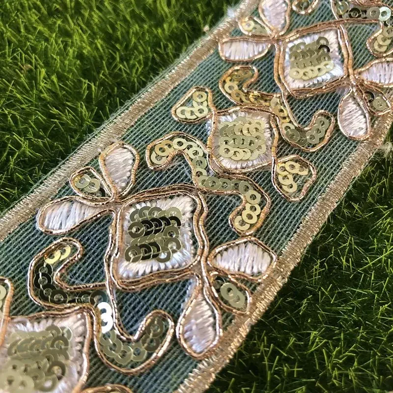 Sequins Trim Mesh Embroidery Lace Ribbons Fabric Dance Dress Bag DIY Sewing Accessories 1 Yard lace ribbon lace fabric lace sewing accessories lace sewing supplies