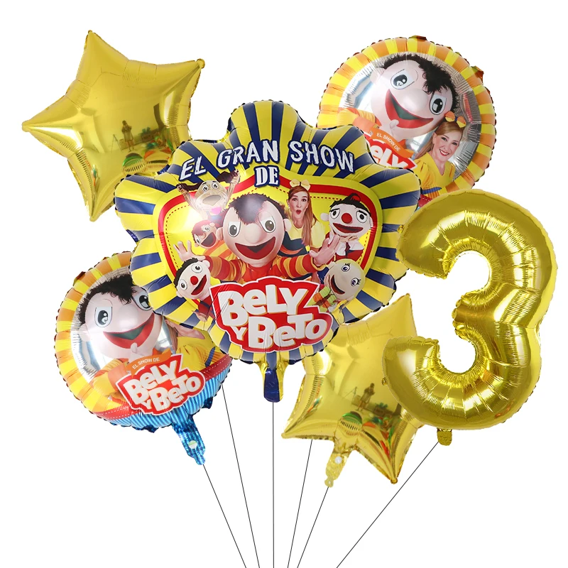 Cartoon Bely Y Beto Foil Helium Balloons 1 2 3 4 5th Birthday Theme Party Baby Shower Inflatable Kidys Toys Air Globos 6pcs foil balloons,birthday balloons,birthday balloon set,party balloon set,birthday party decoration set,inflatable balloon