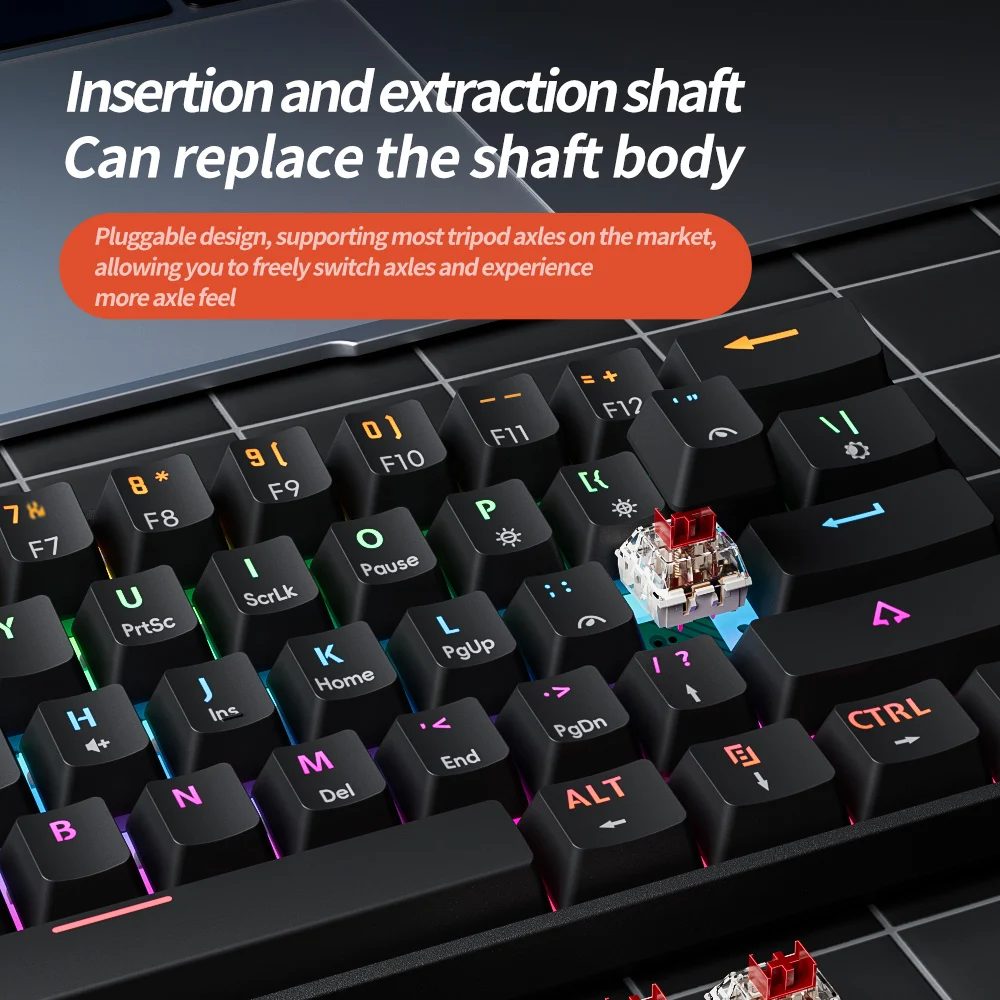 Mini Mechanical Keyboard 61Key Esports Wired USB Hot swappable RGB Light Effect Red Axis Compact Practical