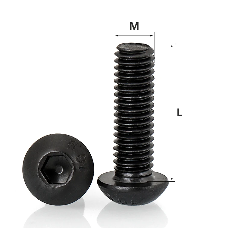 up to 2510p M2 M2.5 M3 M4 M5 M6 Round Hex Cap Screw kit 10.9 Grade Black Socket Button Head Allen Drive Screws Bolt Nut ISO7380