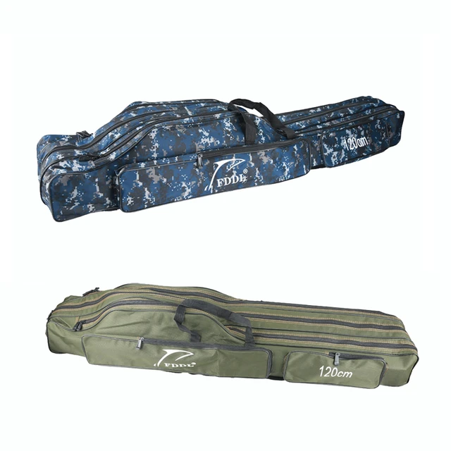 Canvas Foldable Fishing Rod Case Double-layer Fishing Rod Carrier