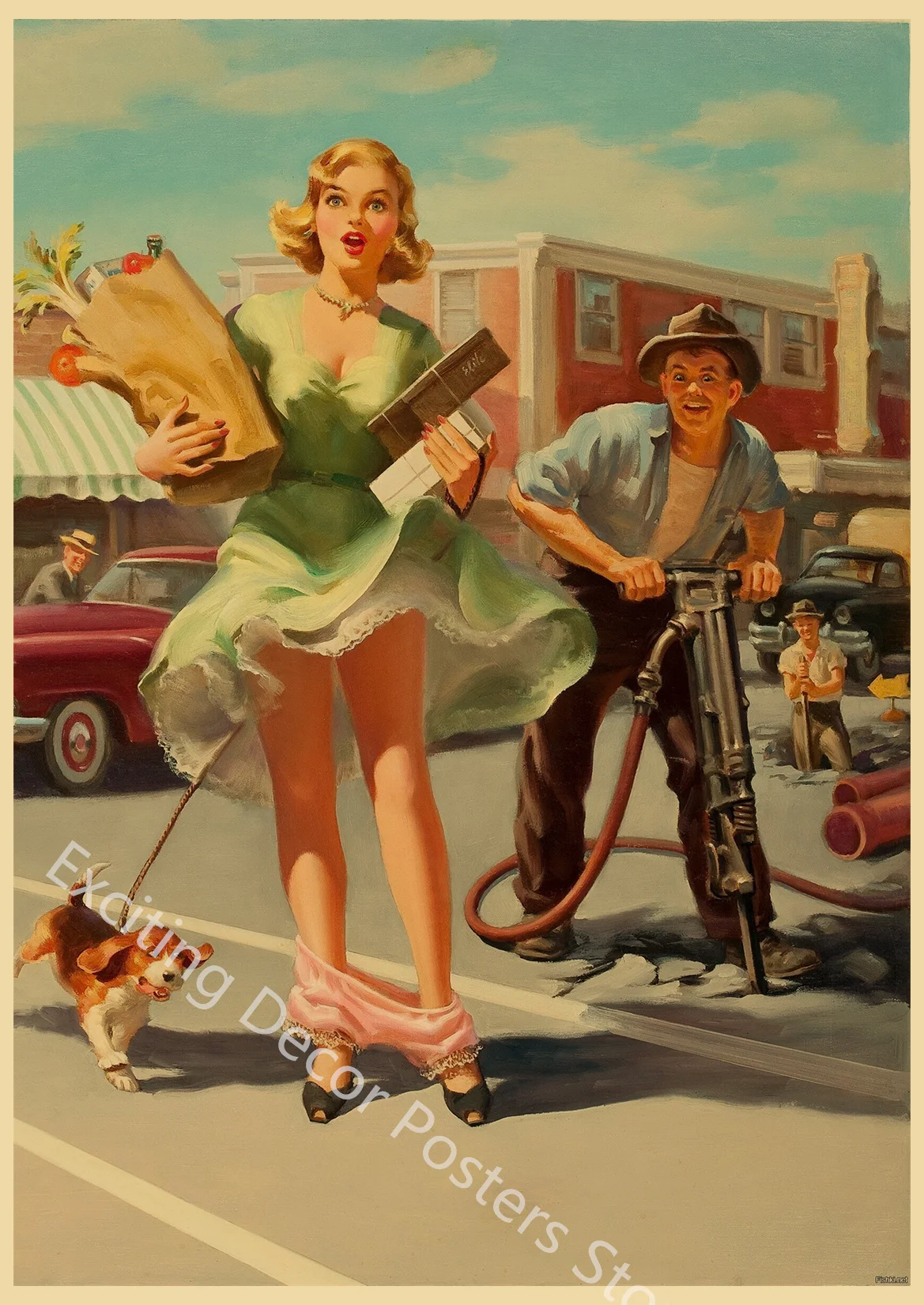 Vintage Soviet Era Pin-Up Girls Propaganda Poster Wall Art Decoration