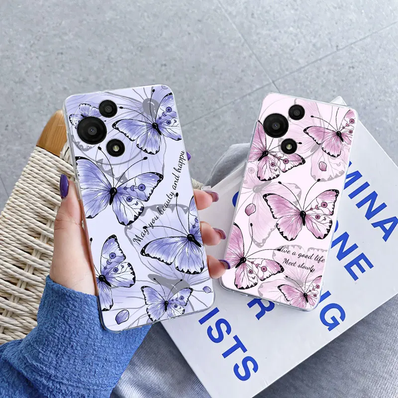 Floral Marble Design Transparent Silicone Phone Case - Soft Protective Cover