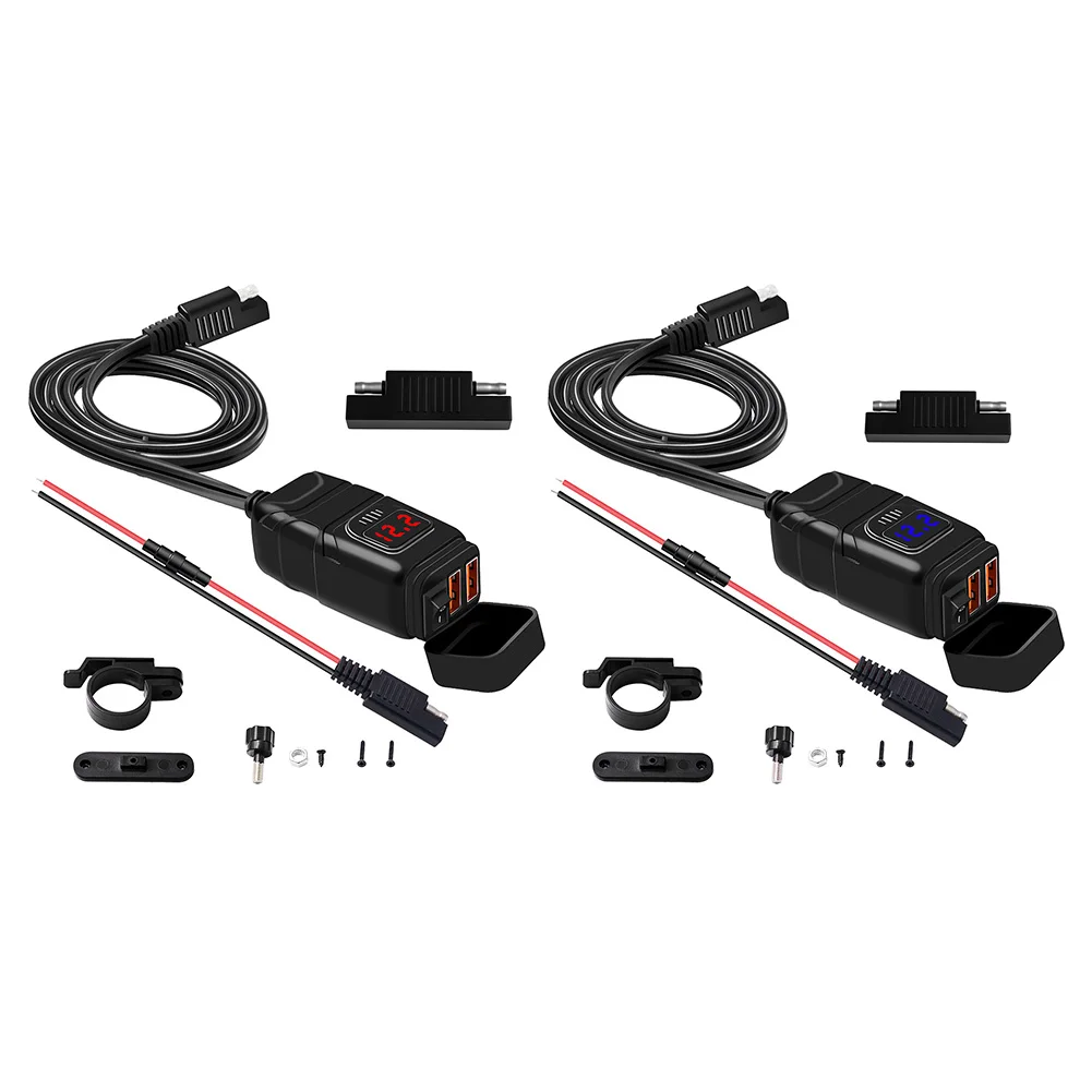 Waterproof Motorcycle USB Charger Kit SAE to USB Adapter Cable Charger 