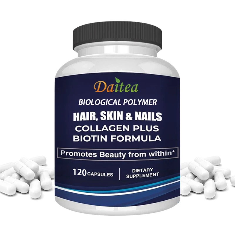 

Daitea Biotin Collagen 120 Capsules - Supports Healthy Nails, Hair and Skin, A Healthy Immune System, Non-GMO, Gluten-free