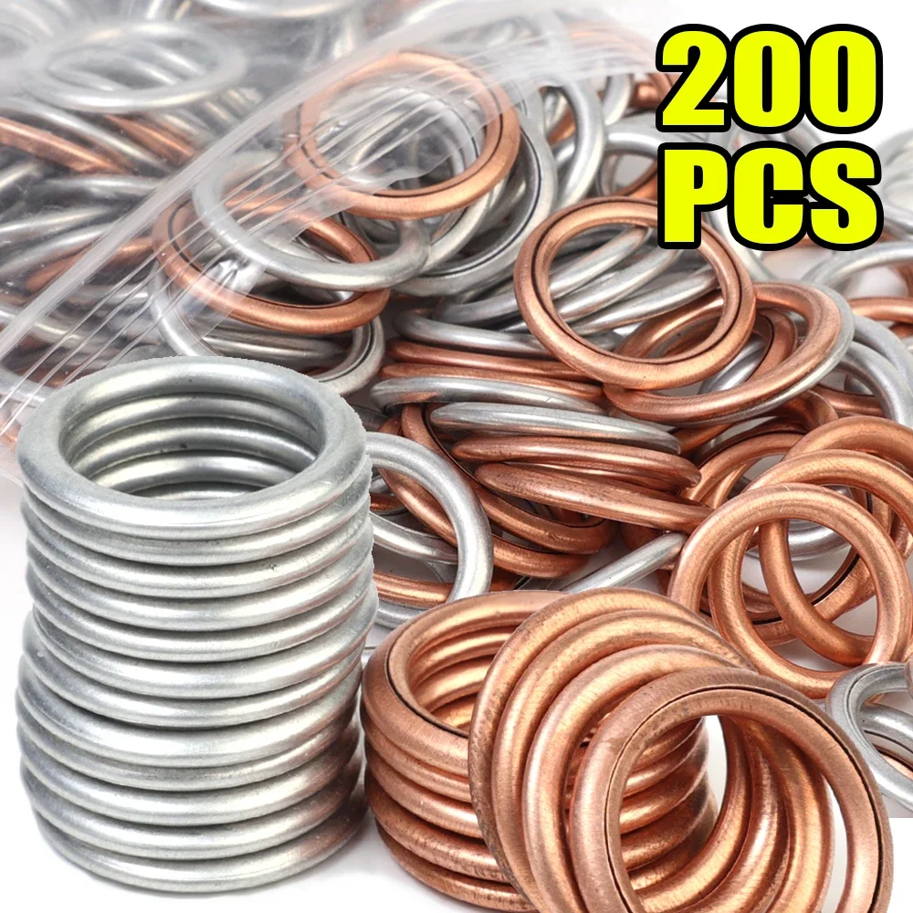 Oil Drain Plug Gasket Oil Drain Plug Seal Washer Car Oil Pan Gaskets Aluminum/Copper Drainage Bolt Oil Drain Plug Screw Gasket Car Replaceable Accessories for VW Audi N0138157