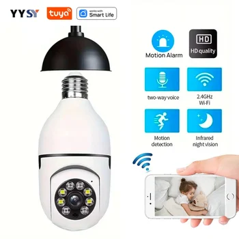 투야 스마트 홈 2.4G E27 전구 와이파이 감시 카메라, HD 야간 보안 비디오 감시 지원, 양방향 오디오 모바일 모션