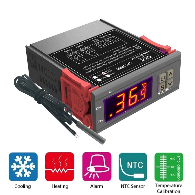 STC-1000 디지털 온도 조절기 서모스탯 온도 조절기 인큐베이터 릴레이 가열 냉각 STC 1000 12 24V 220V STC1000