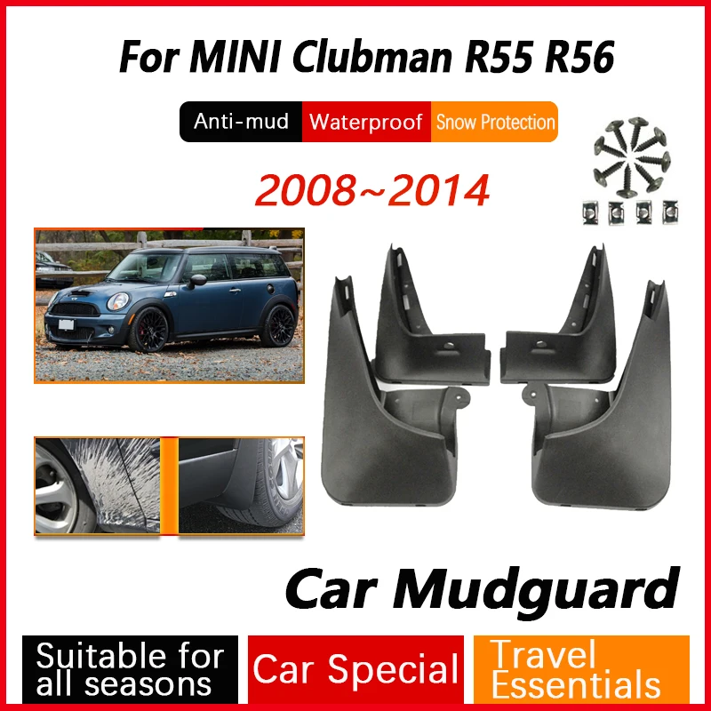 

Брызговики от брызг для MINI Clubman Clubvan R55 R56 2008 ~ 2014, автомобильные грязевые щитки, антифриз, клапан, брызговики, двери, автомобильные аксессуары