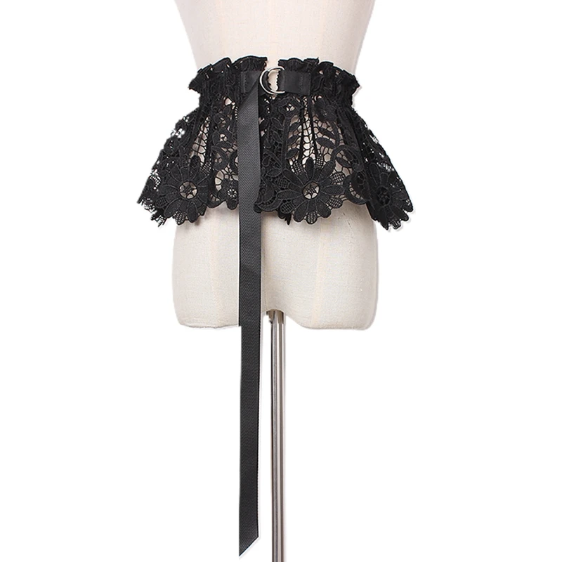 

Women Elastic Underbust Bustier Waist Training Cincher with Lace Ruffle Corsets