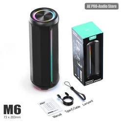 Portable Wireless Bluetooth Speaker with Heavy Bass, Subwoofer, and RGB Ambient Lights (M6)