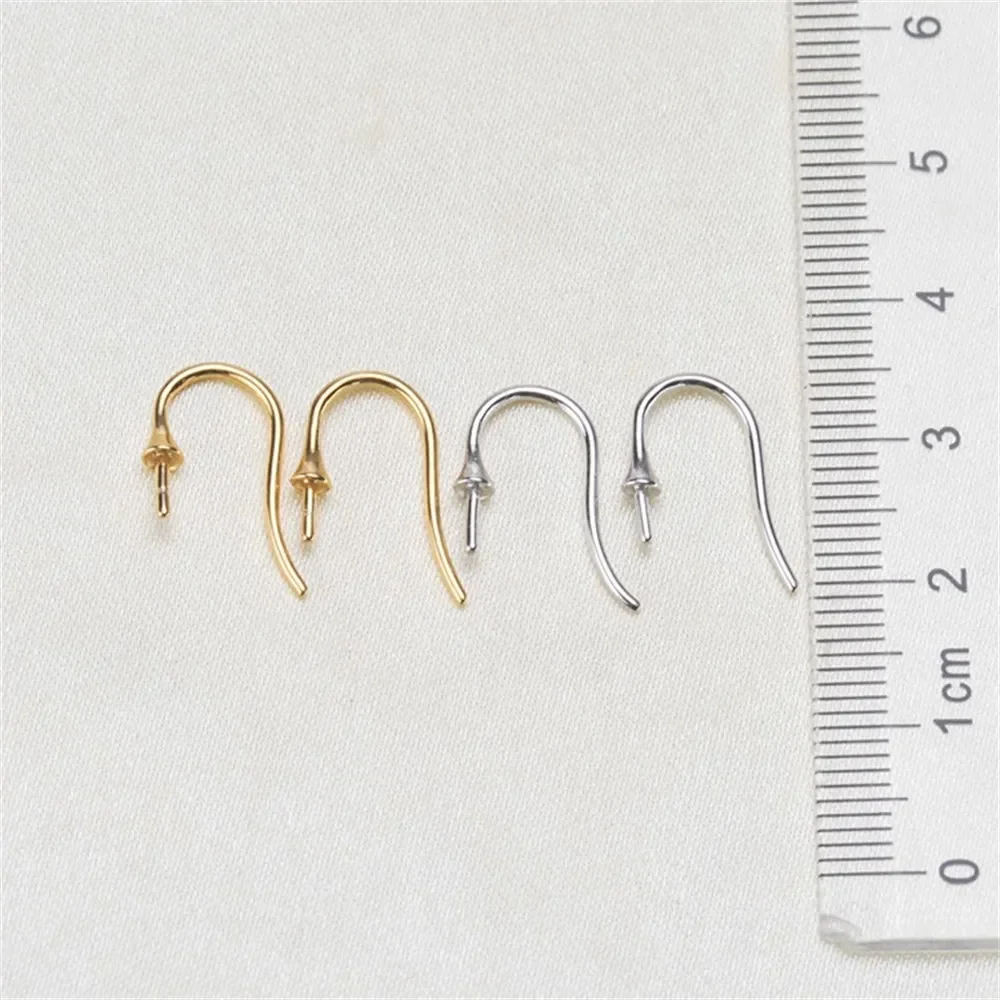 DIY 실버 귀걸이 빈 팔찌, 진주 액세서리, 절묘한 귀걸이, 빈 팔찌, 7-9mm, 원형 타원형 비즈, E034, S925