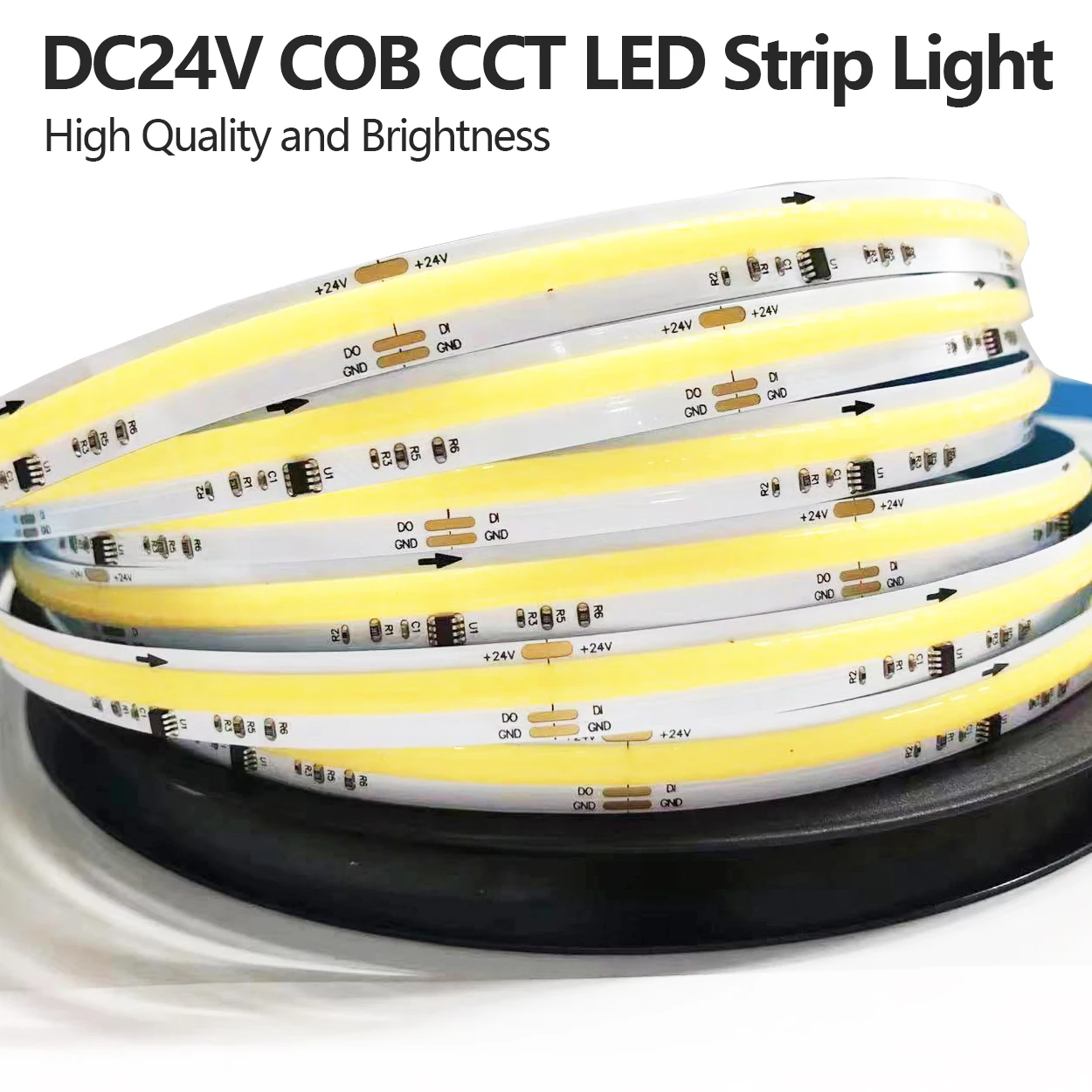 

10mm DC24V COB CCT LED Strip Light High Brightness Revolving Chasing Water Light 576Leds/M COB for Cabinet, Wardrobe Decoration