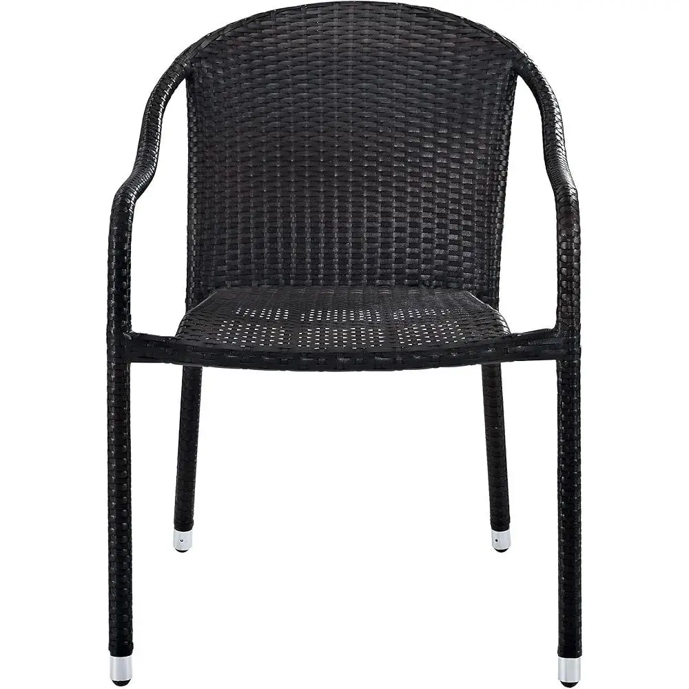 Palm Harbor 4-Piece Stackable Outdoor Chair Set Wicker Patio Chairs Dining Porch Brown 5