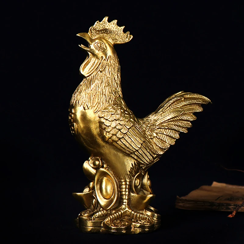 

Golden Chicken Decoration Gold Plating Lucky Cock Resin Statue Living Room TV Cabinet Figurines Chinese Decorations