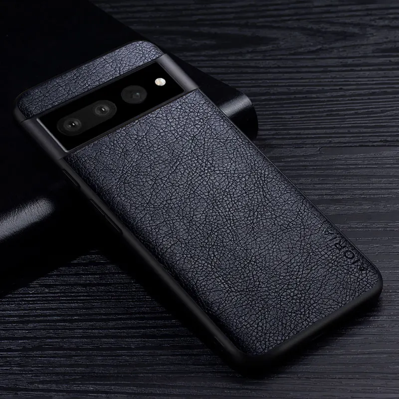 Premium Retro Litchi Pattern Leather Business Style Protective Back Cover