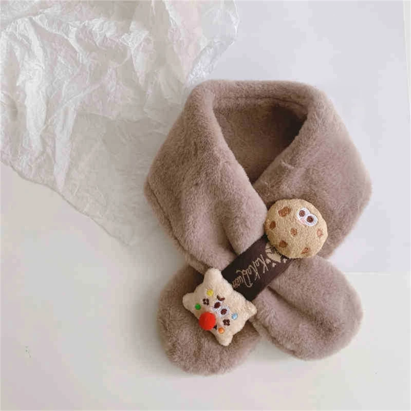 Autumn Winter Baby Plush Scarf Soft Thicken Children Warm Neck Warmer Korean Style Cartoon Boys Girl Windproof Neckerchief