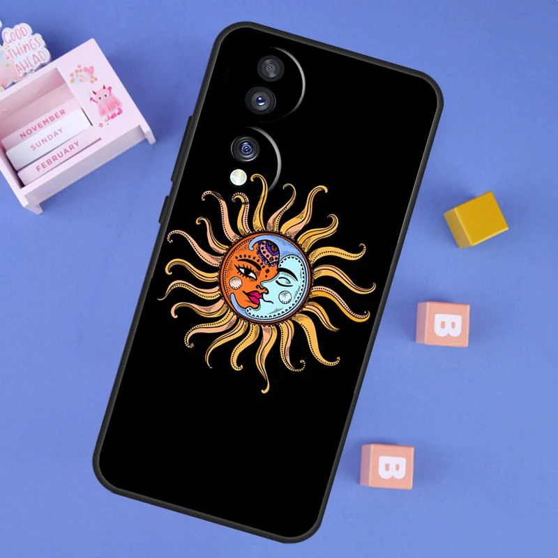 Psychedelic Sun and Moon Art Phone Case Back Cover