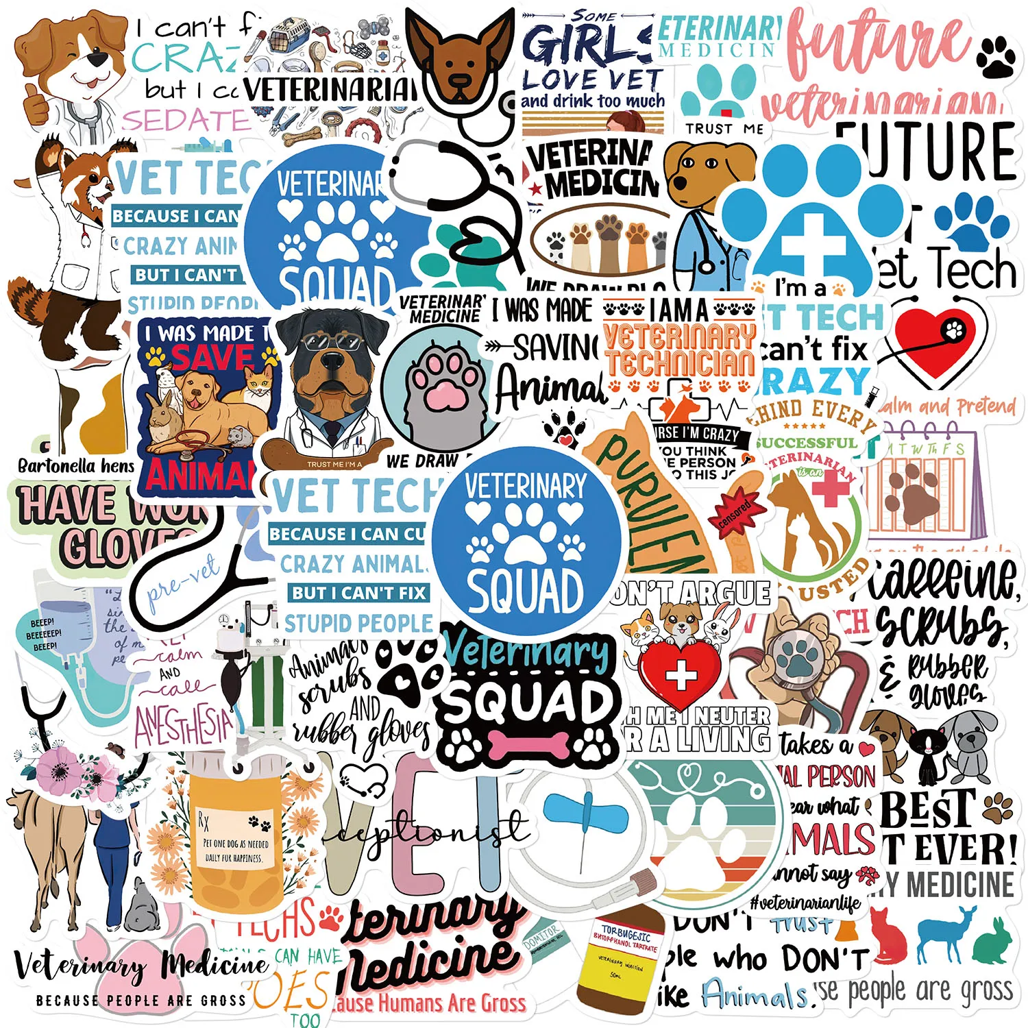 

10/50PCS Creative Veterinary Stickers Graffiti Decals DIY Motorcycle Luggage Skateboard Toy Waterproof Sticker Toy Wholesale