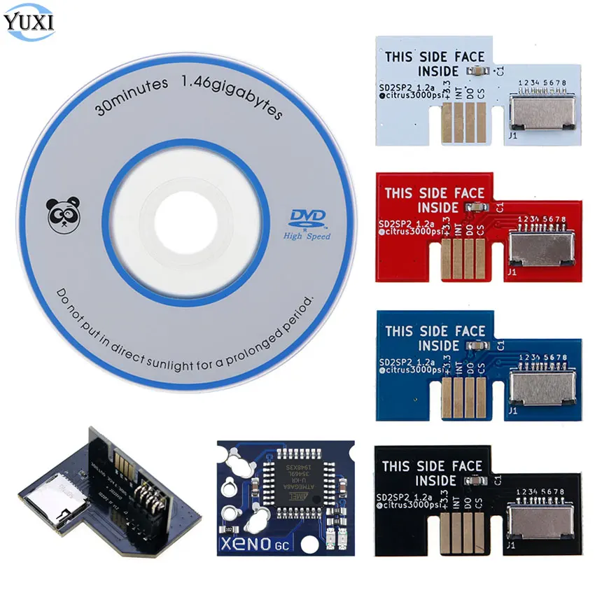 Yuxi Sd2Sp2 Sdload Sdl Adapter Micro Sd Card Reader + Xeno Gc Chip + Swiss Boot Disc Mini Dvd For Gamecube Ngc