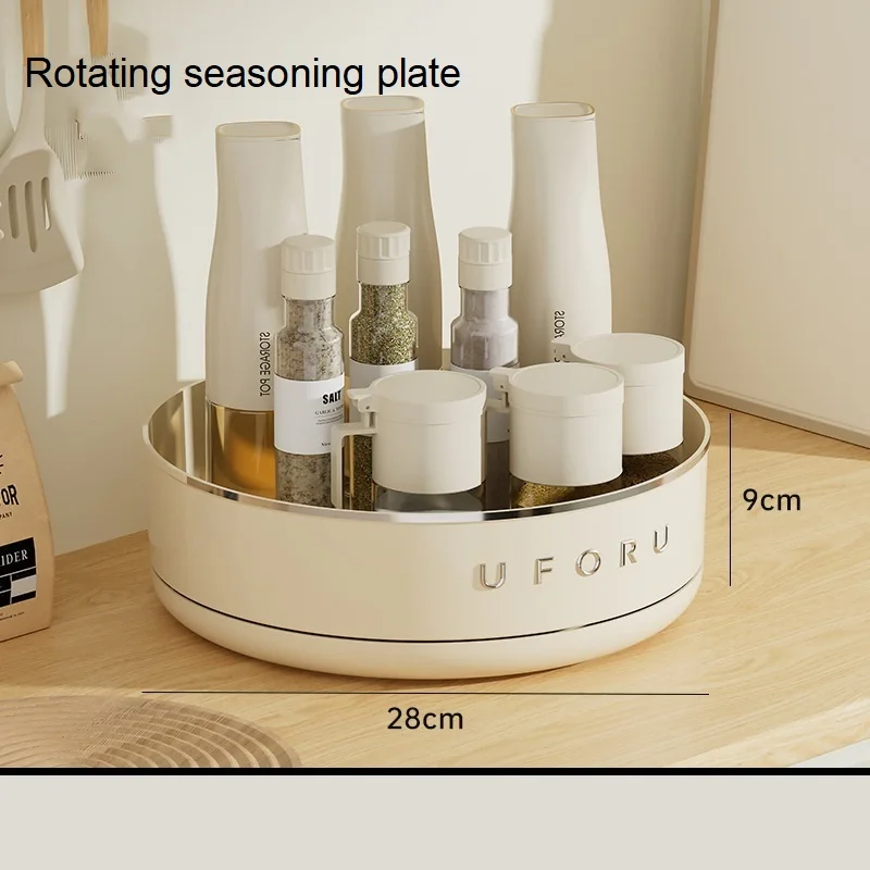 New 360 Degree Rotatable Round Tray Multi Purpose Storage Tray Rotating Storage Rack Kitchen Bathroom Organization
