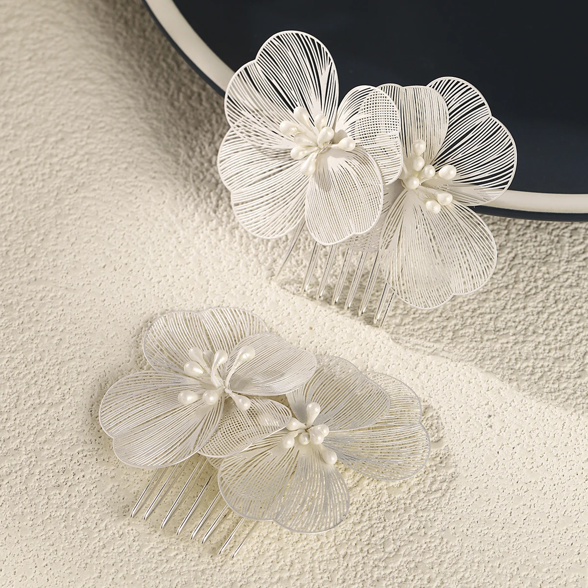 Modische 1/2 Stück/Set Perlen-Haarspangen für Frauen, silberne Braut-Haaraccessoires, Hochzeitsschmuck, Kopfschmuck für Frauen und Mädchen – Detail 11