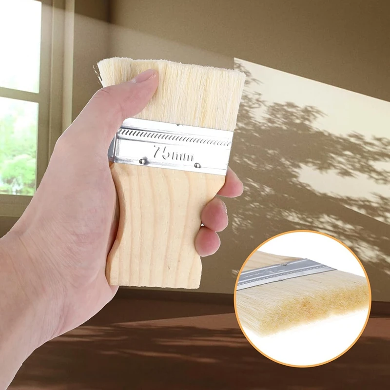 【플래시&딜】{대형 페인트 브러시 세트, 나무 손잡이가 있는 대형 페인트 브러시, 예술가, 학생 및 DIY 매니아에게 적합