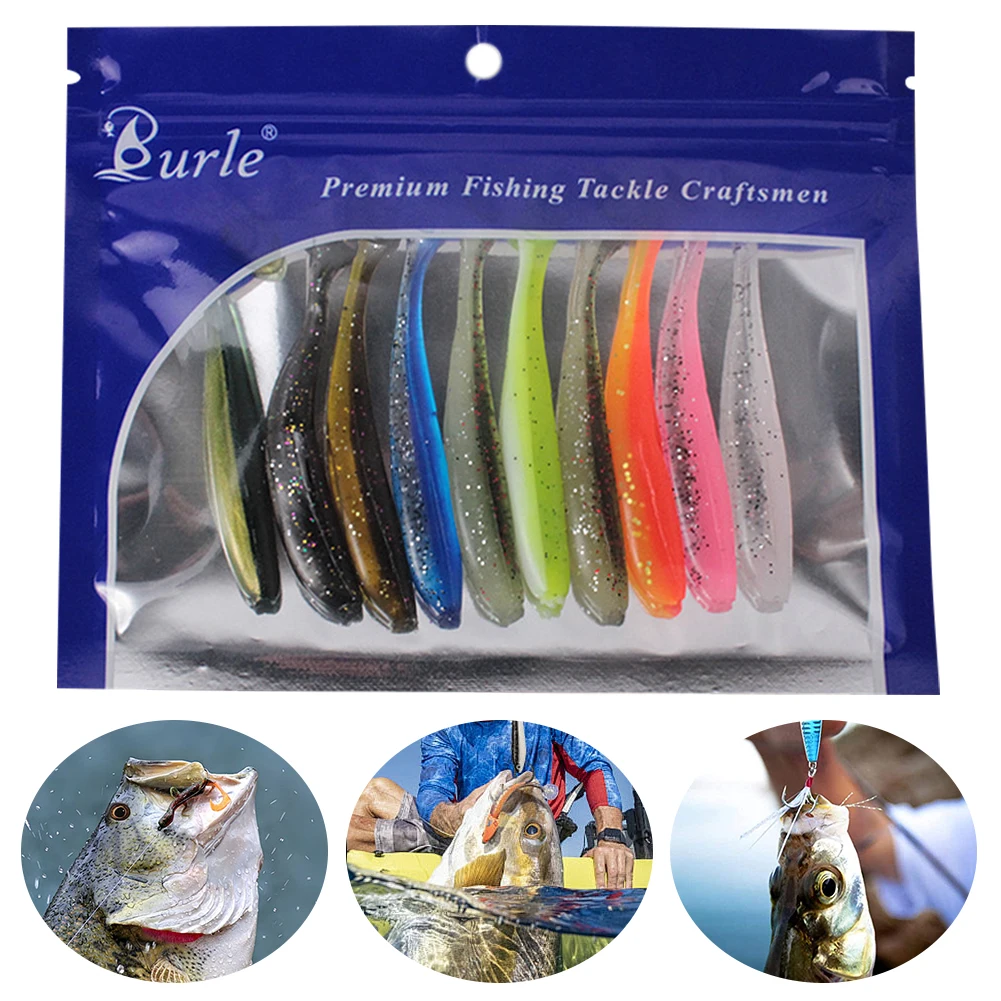 10-100PCS 9CM/7CM Tail Worm Soft Bait Artificial Bait 2