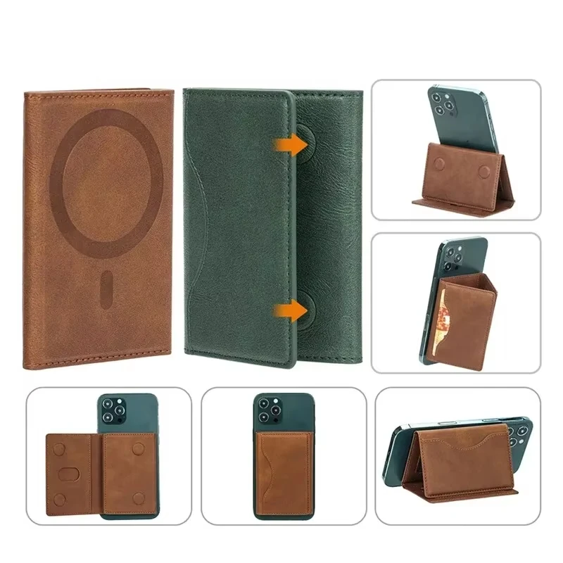 Magnetic Leather Wallet and Card Holder with Phone Pouch – Protective Case