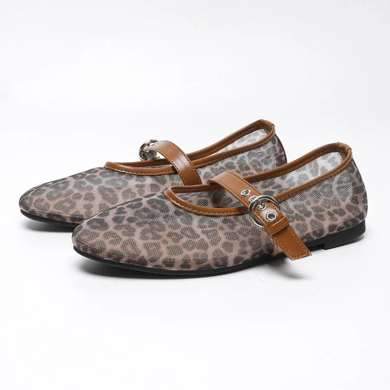 Women Shoes Women Flats Women's Flat Shoes Spring Round Head Shallow Mouth Mesh Cloth Breathable Anti-slip Wear-resistant