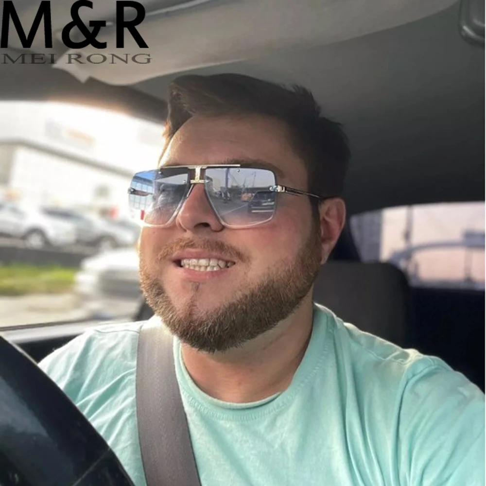 

2022 Fashion Frameless Cool Men Driving Glasses Goggle Summer Gradient Sunglasses Vintage Pilot Sun Glasses Punk Oculos De Sol
