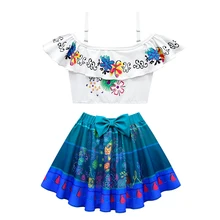  Disney Encanto Mirabel Dress Costume for Girl Isabella Kids Girl Princess Dress Halloween Carnival Birthday Party Charm Dresses 