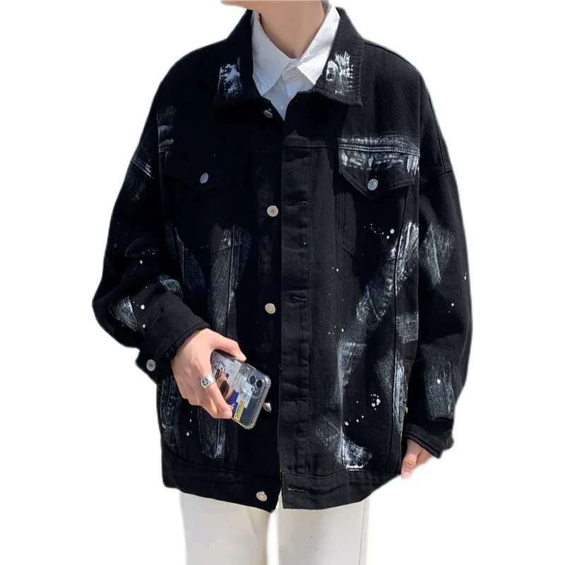 Loose-fit Teenage Jacket with Unique Sketching Design: Hong Kong Style and Korean Version