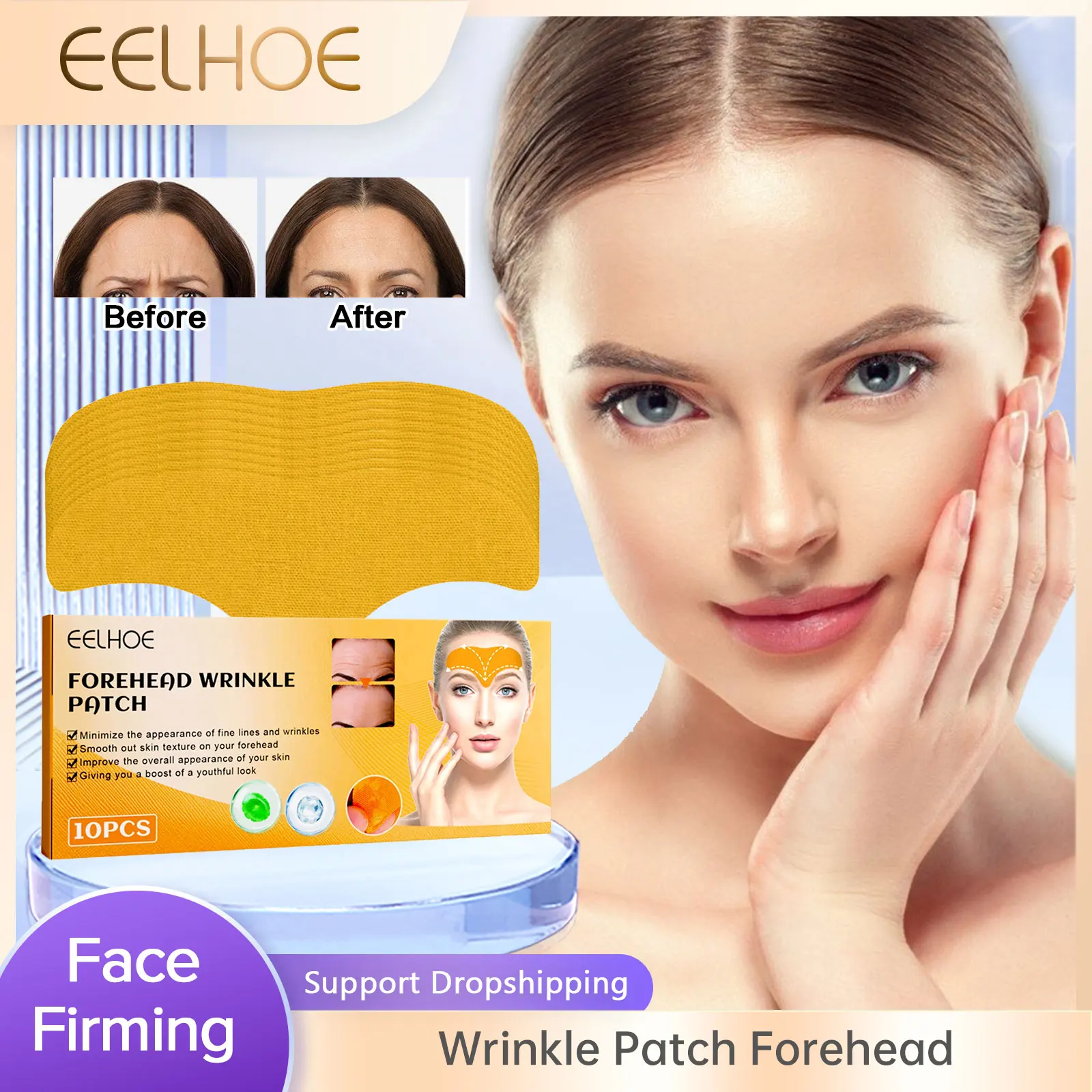 EELHOE Anti Wrinkle Forehead Patches Anti-Aging Firming Lifting Mask for Forehead Lines Removal Treatment Moisturizng Gel Patch