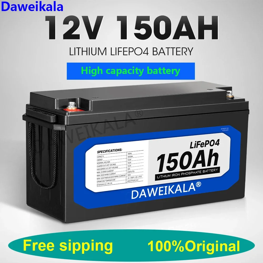 

New 12V150Ah LiFePO4 Battery Built-in BMS Lithium Iron Phosphate Battery for Solar Power Generation Home Trolley Postage Free