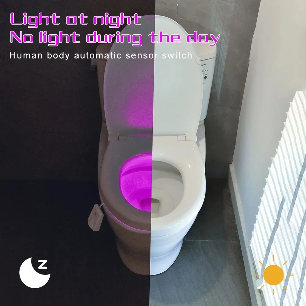 Waterproof Smart PIR Motion Sensor Toilet Seat Night Light