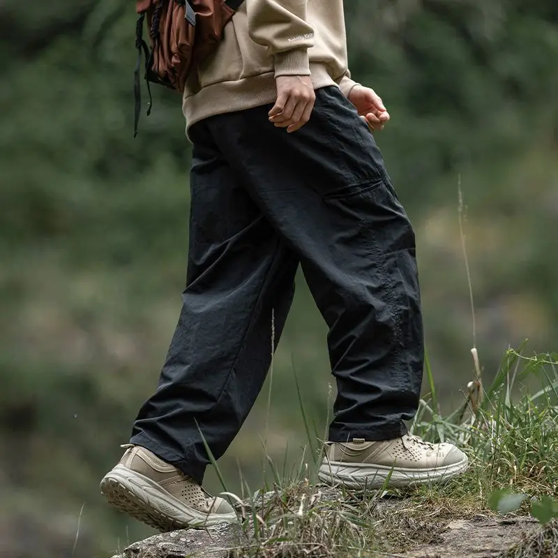 Autumn Cargo Pants Men 100% Nylon Safari Style Solid Double Side Pockets Men Pants Outdoors Tourism Clothes wide leg pants fashion pants fashionable wide leg pants