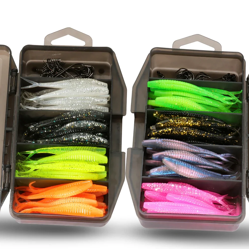 Softlure Angelköder Set Mit Offset Haken Und Angelbox_voghion.com