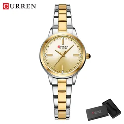 Elegant CURREN Women's Quartz Watch with Roman Dial & Dazzling Diamonds - Waterproof & Luminous Luxury Design (Silver gold box)