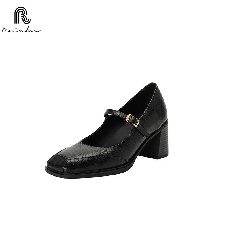 قوس قزح 34-39 النساء ماري جين حزام واحد النمط الفر...