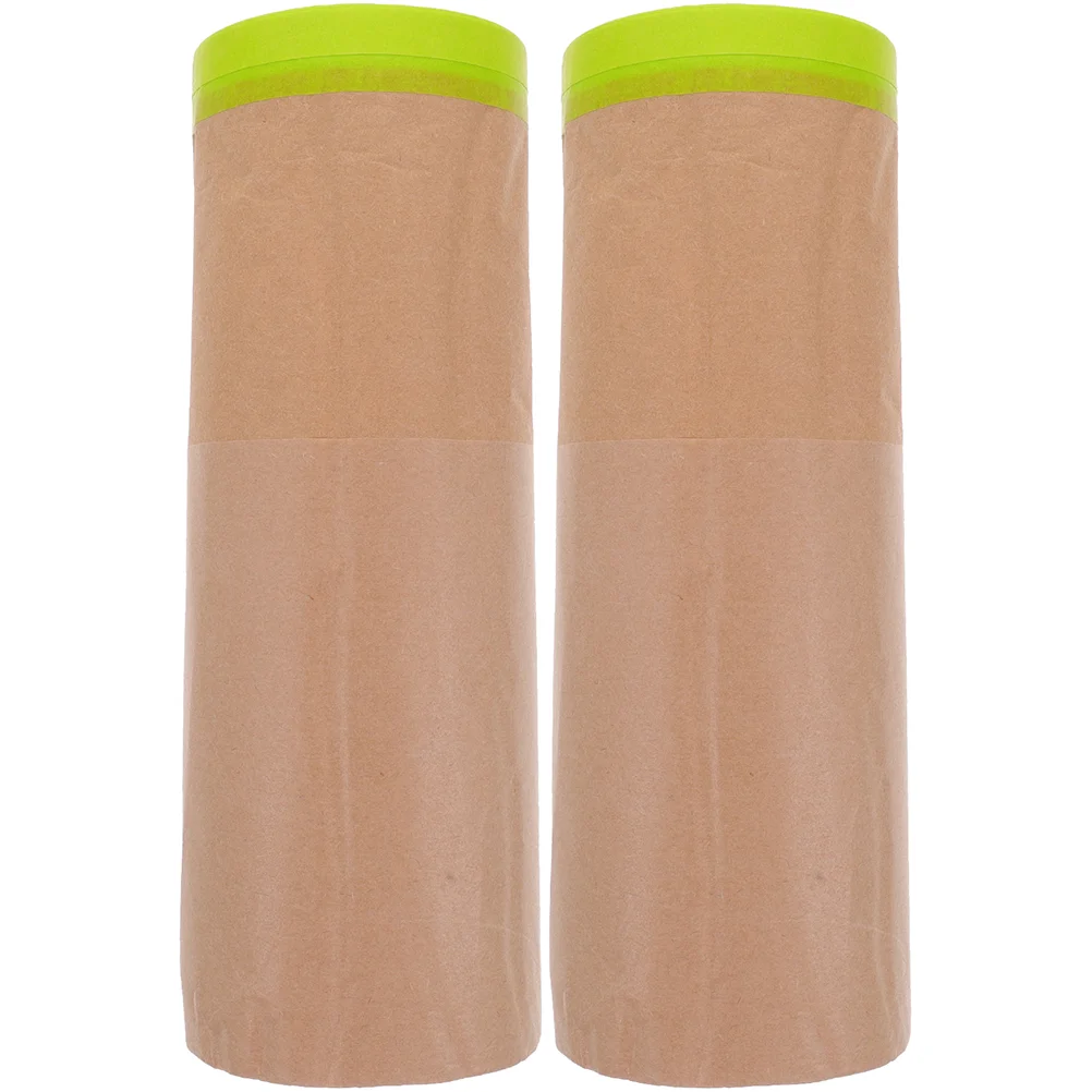 

2 Rolls Spray Paint Household Kraft Masking Film Flooring Making Paper For Wall Covering Auto Japanese Painting with Tape