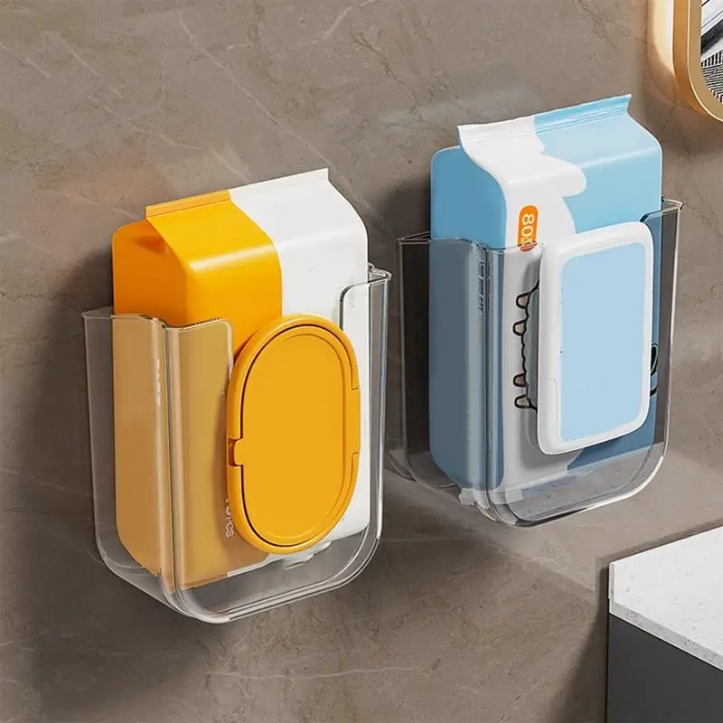Bathroom Wall Mounted Wet Tissue Storage Box Self-adhesive Paper Towel Holder