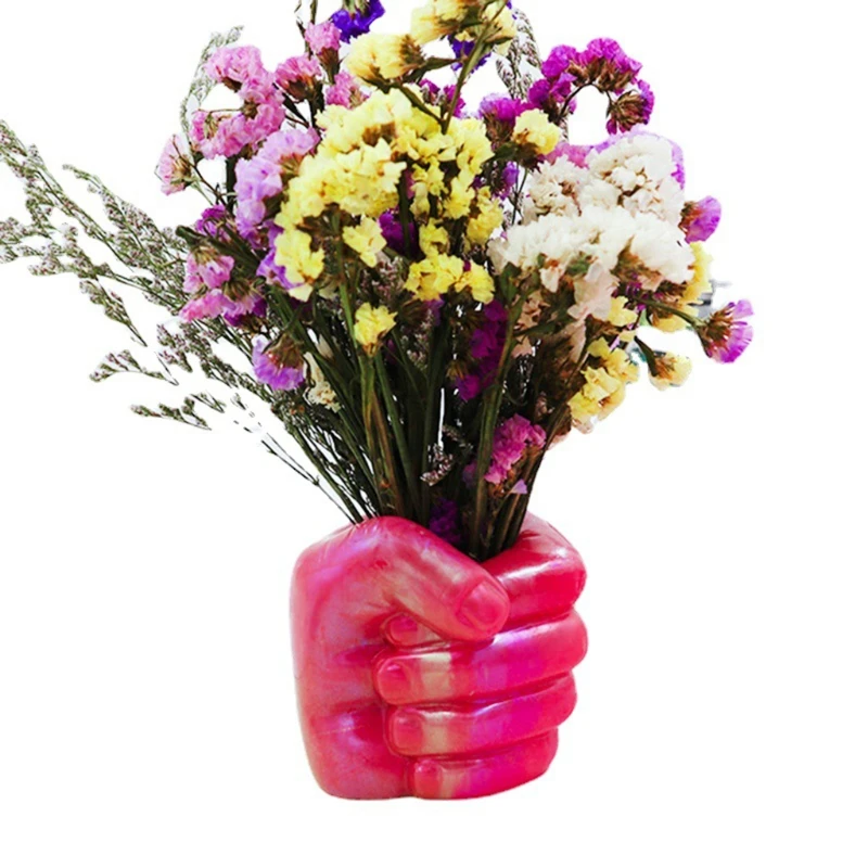 Y4QE Fist Pen Holder Epoxy Resin Mold Vase Flower Pot Silicone Mould DIY Crafts Makeup Brushes Storage Box Mold