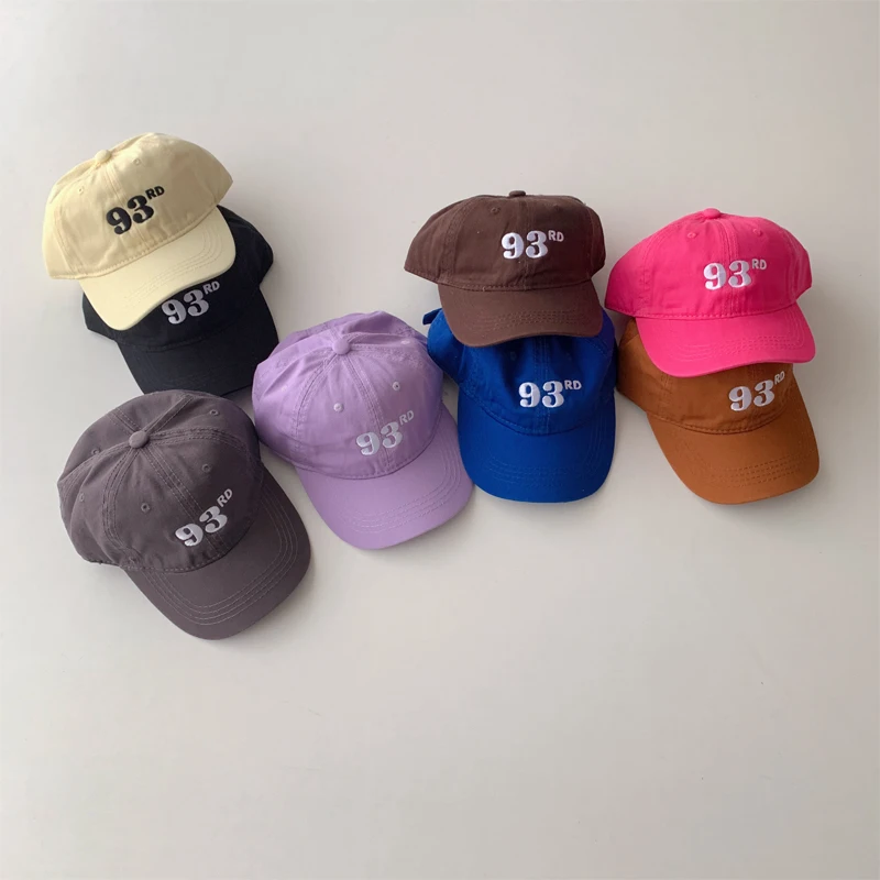 Kids Boys Girls Baseball Hats Fashion Spring Summer Number 93 Lettern Baby Sun Hats Autumn Cotton Children Peaked Caps