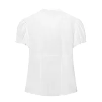 2026 new women's fashion casual sweet slim fit bubble sleeves layered decoration poplin shirt top - Image 3