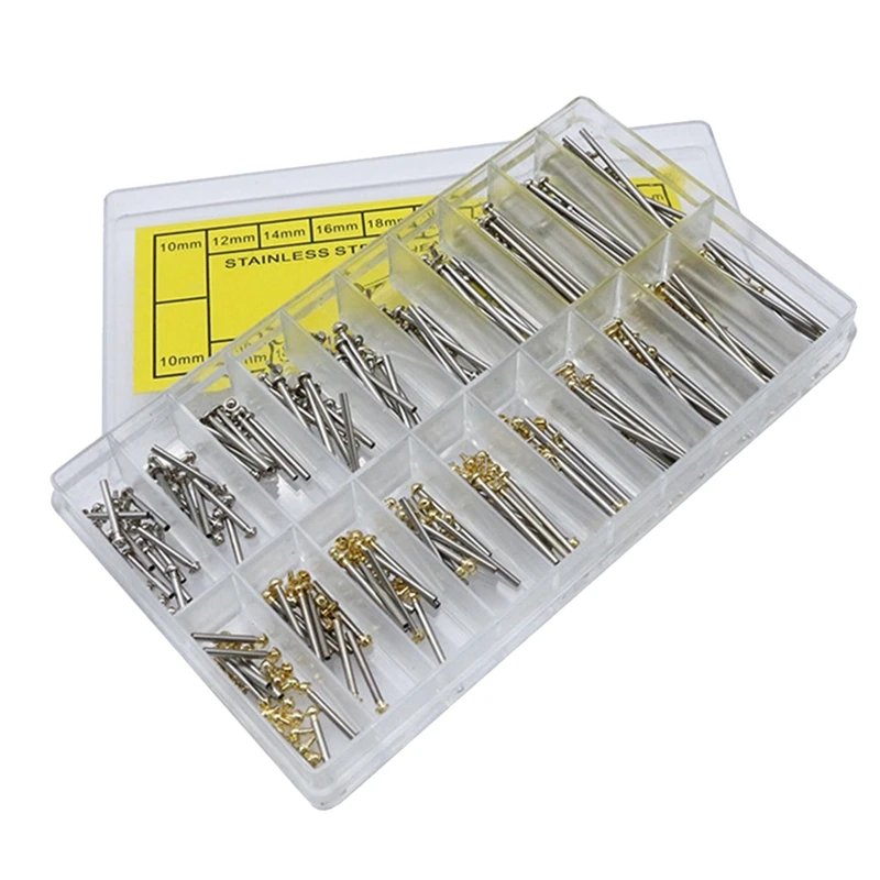 

200Pcs 10-28Mm Watch Strap Link Pins Connection Fixed Shaft Stainless Steel Raw Ear Rod Watch Bolt Hand Repair Tool Set Parts