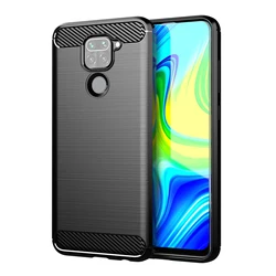 Carbon Fiber Soft Silicone Shockproof Phone Case Cover for Redmi Note9 Pro (Black)